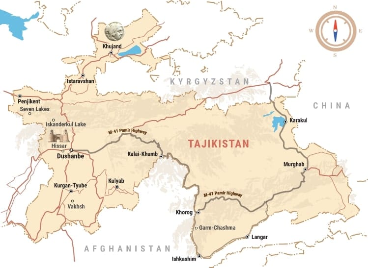 نقشه تاجیکستان